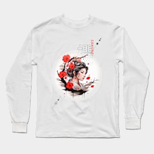 Sakura AI east japan china ink design Long Sleeve T-Shirt